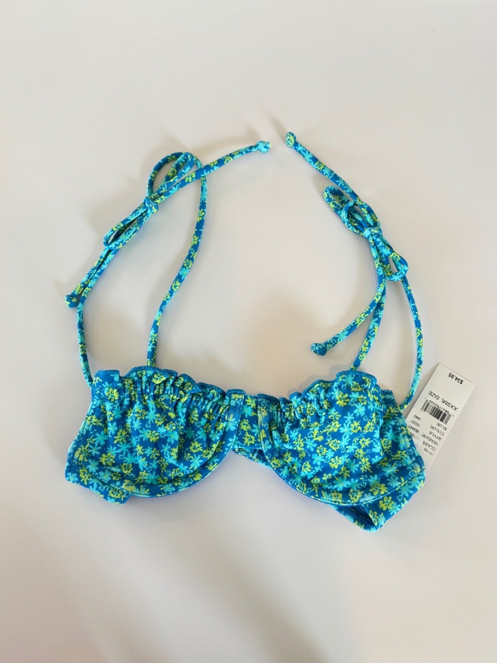 PacSun Blue Floral Underwire Tie-Strap Bikini Top Size XXS NWT
